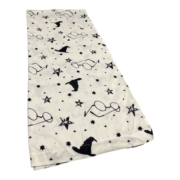 Harry Potter Full Size Flat Sheet Jay Franco Glasses Stars Wizard Hat White Blac - Picture 1 of 4